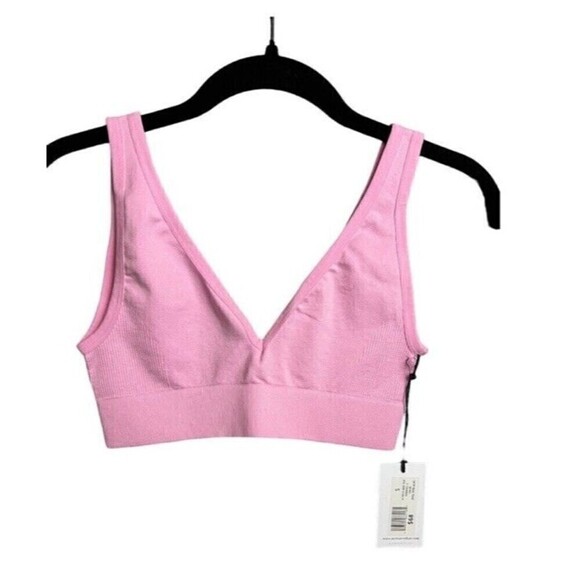 We Wore What  XSmall Pink Lilac Athleisure Unpadded Pullover V-Neck Bra NWT - Picture 4 of 8